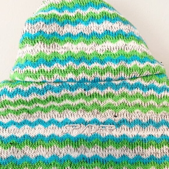 Spyder quarter zip green blue horizontal striped long sleeve‎ pullover mock neck - Picture 11 of 11